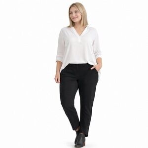 Vince Camuto Womens Black Casual Pants Zip Front Side Pockets, Size 16W